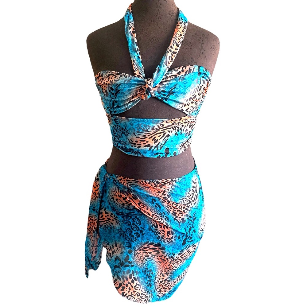 I.AM.GIA Antheia Animal Print Top & matching wrap Skirt Size XS/S 2 piece